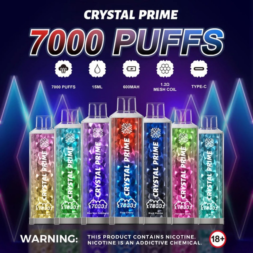 Crystal prime 7000 puffs box of 10