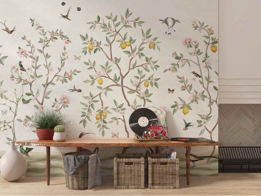 Lemon Tree Chinoiserie Design Wallpaper for Walls