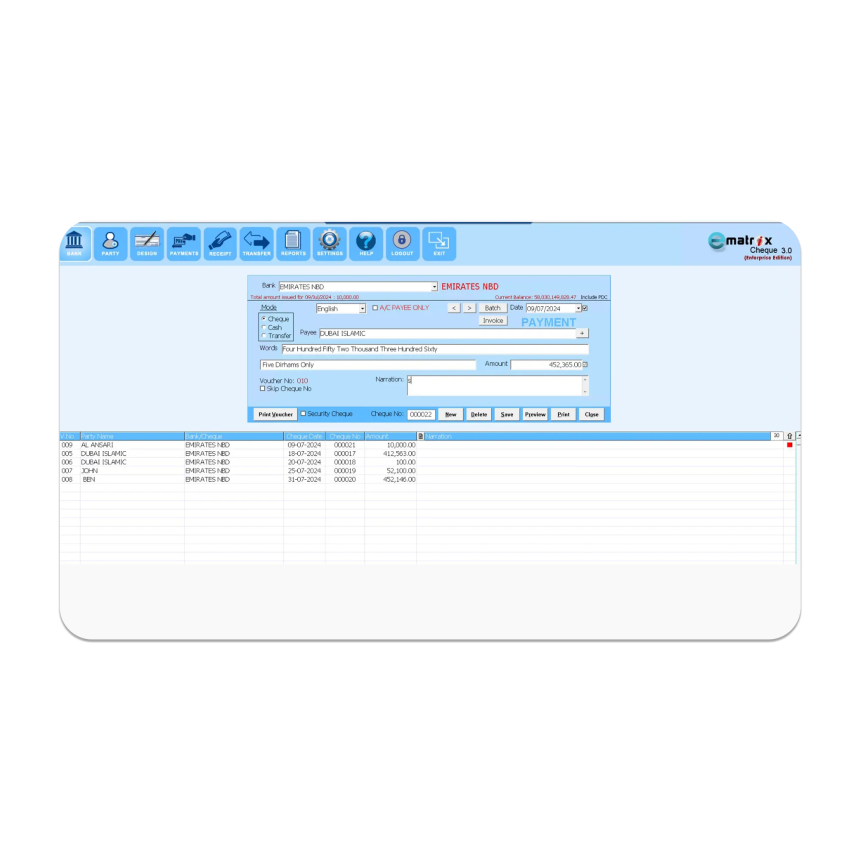 Cheque Printing Software in Dubai