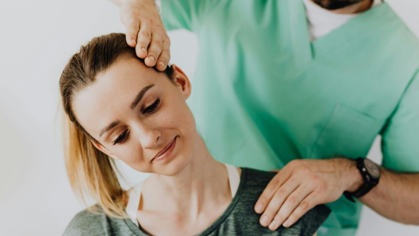 A girl getting treated with a therapy for chronic pain relief