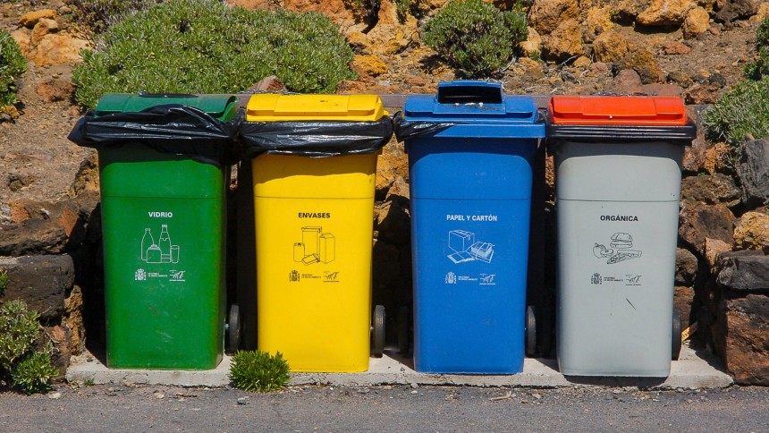 Waste disposal bins fixed on a roadside to make a better environment