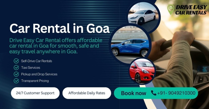 Drive Easy Car Rentals offers hassle-free Car Rental in Goa with self-drive, taxi, and pickup services. Call +91-9049210300 today.