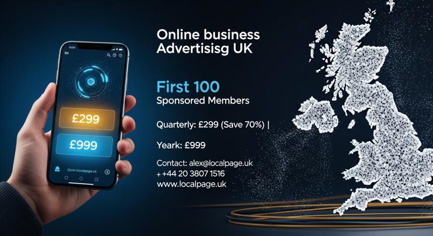 A 3D isometric scene showing a "PPC-Free" growth chart with the Local Page UK branding.