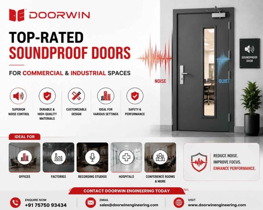 Explore top-rated Soundproof Doors for commercial and industrial spaces in Ahmedabad. Achieve superior noise control with durable, high-quality solutions from Doorwin Engineering.