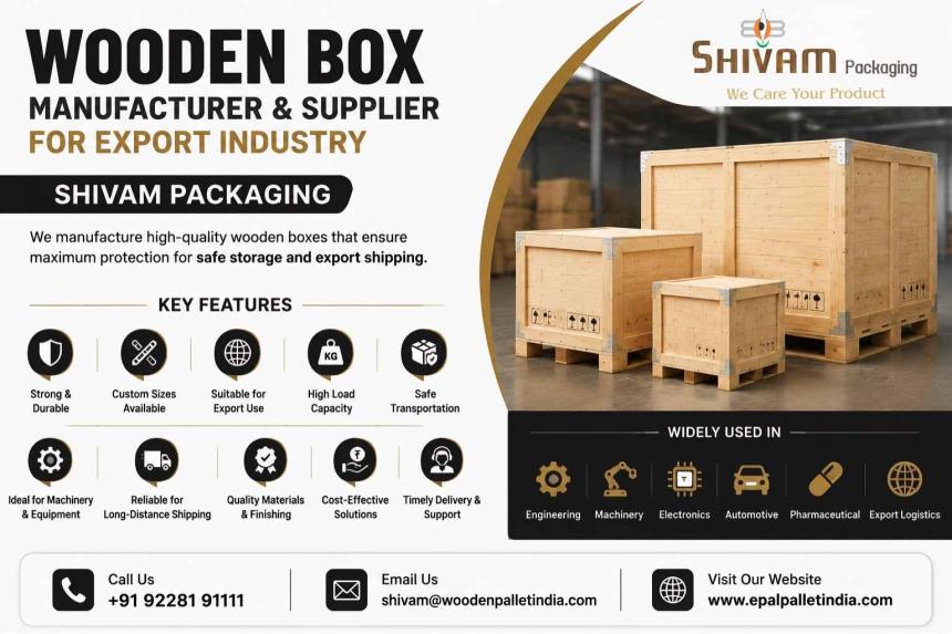 Shivam Packaging offers premium Wooden Box manufacturing and export packaging solutions designed for safe transportation, storage, and industrial shipping across India.