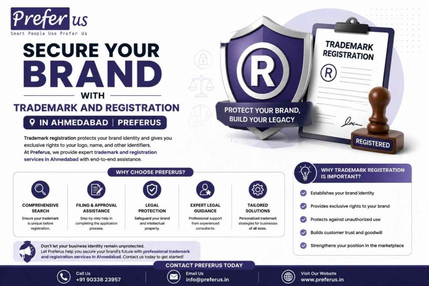 Protect your brand with expert trademark and registration services in Ahmedabad. Trust Preferus to secure your intellectual property with professional support.