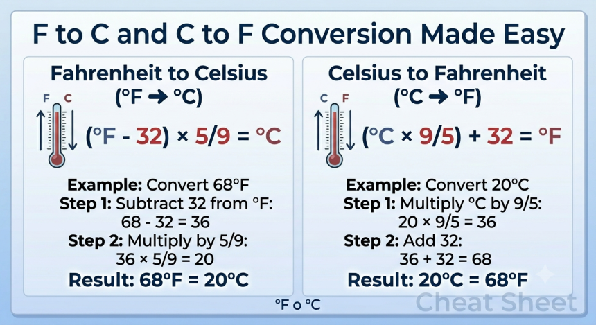 F to C and C to F Conversion Made Easy