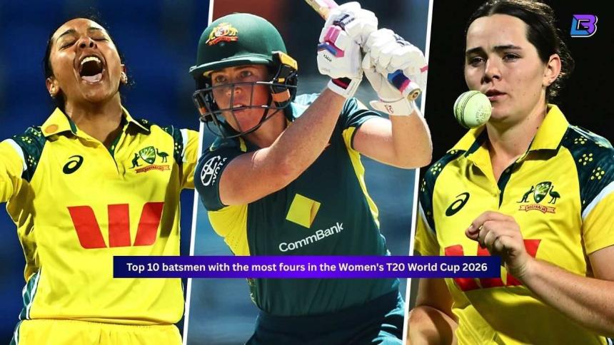Top 10 batsmen with the most fours in the Women's T20 World Cup 2026