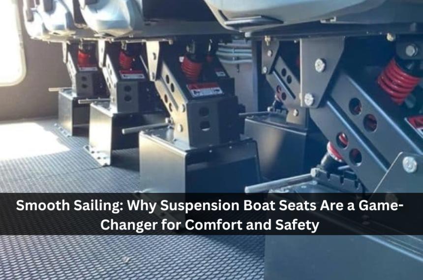 Suspension boat seat mounting systems with shock absorbers and spring mechanisms installed inside a marine vessel cabin.