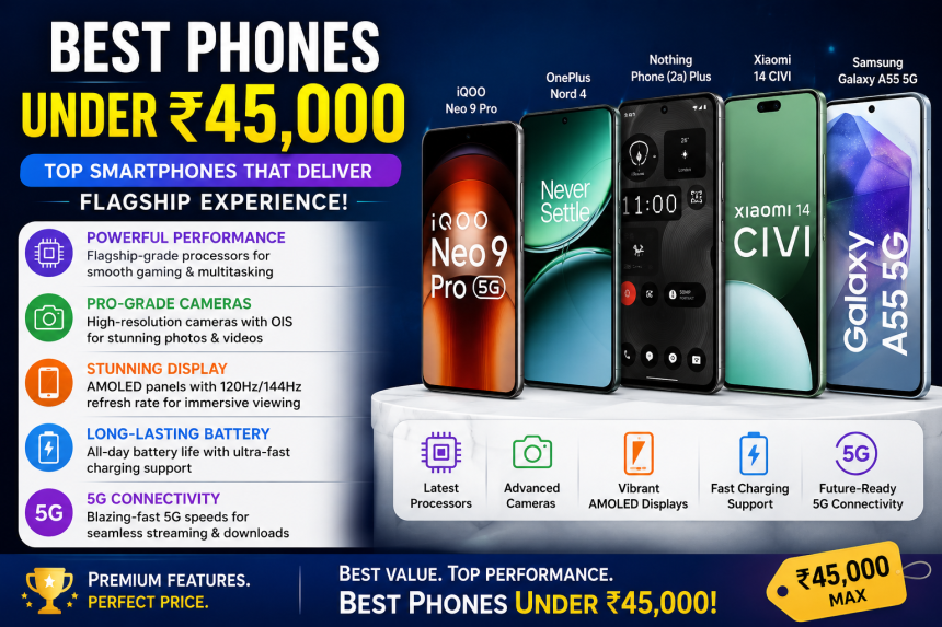 Best Mobile Phones Under ₹45,000 in India in 2026