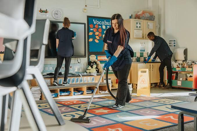 Brisbane school cleaning team working in primary school