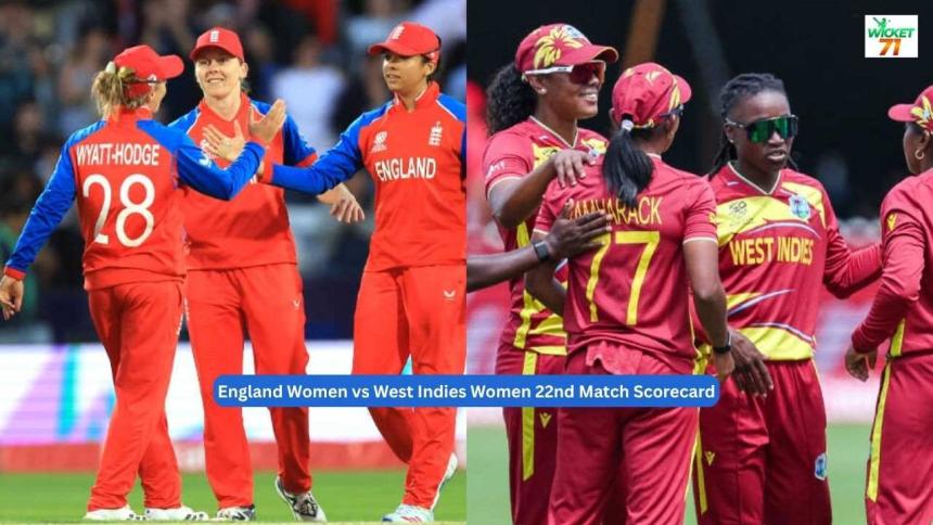England Women vs West Indies Women 22nd Match Scorecard, Group B | ICC Women's T20 World Cup 2026
