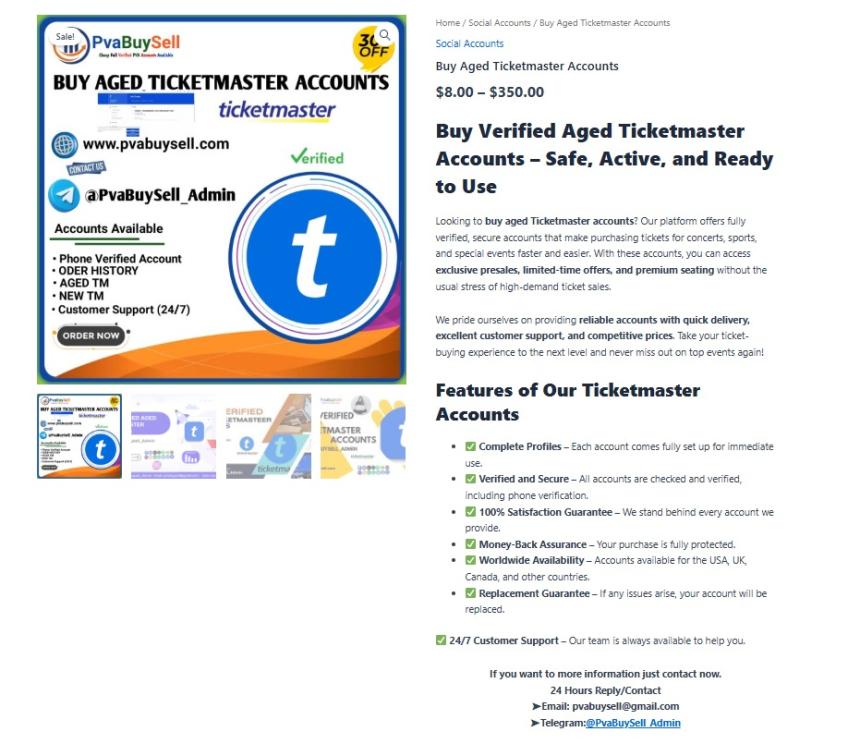 Buy Verified Aged Ticketmaster Accounts – Safe, Active, and Ready to Use