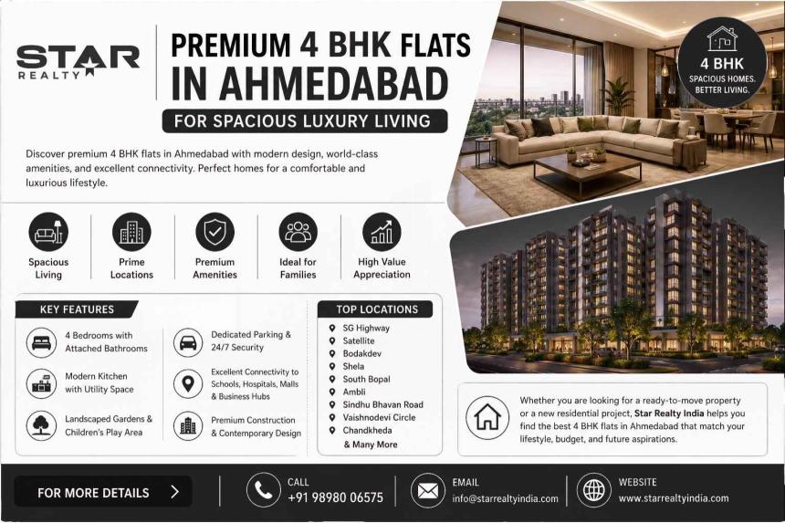 Premium 4 BHK Flats in Ahmedabad for Spacious Luxury Living