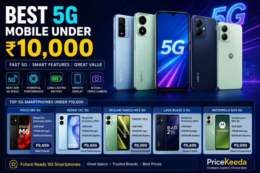 Buy Best 5G Phone Under 10000 in India: Compare Budget 5G Mobiles