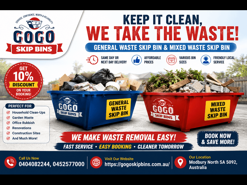 Affordable Brick Skip Bin Cleaning Services Adelaide | GoGo Skip Bins
