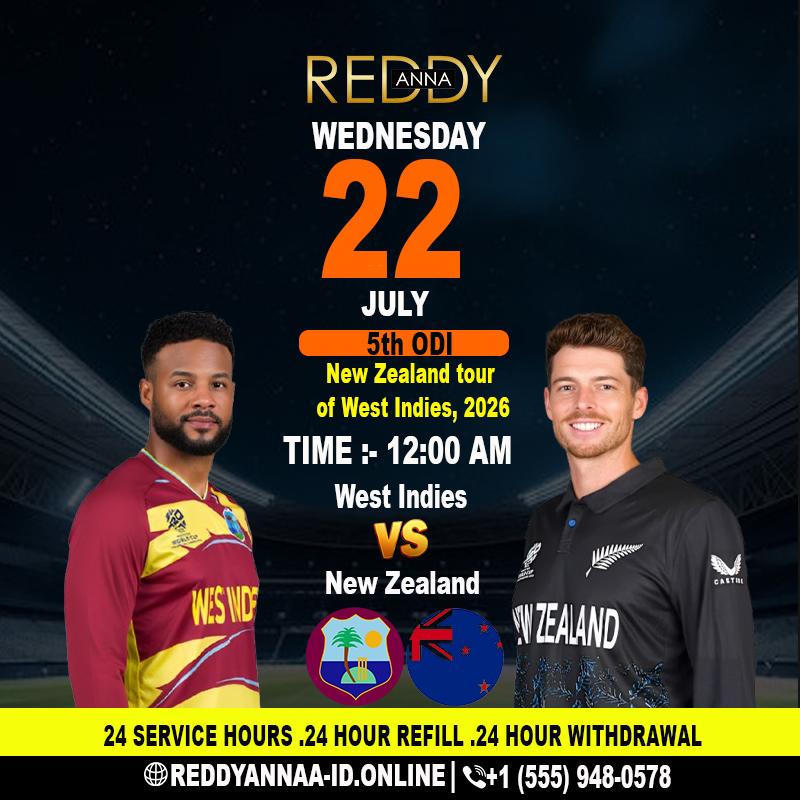 Reddy Anna ID Previews the Key Moments in the West Indies vs New Zealand 5th ODI Match at Kensington Oval.