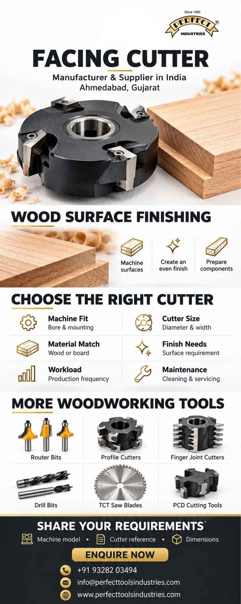 Facing Cutter Manufacturer and Supplier in India for Smooth Wood Surfaces
