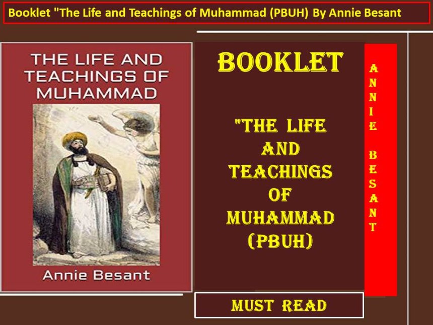 Booklet "The Life and Teachings of Muhammad (PBUH) By Annie Besant