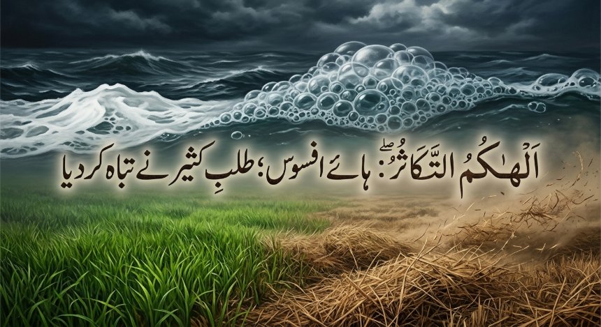 اَلۡهٰٮكُمُ التَّكَاثُرُۙ‏ : ہائے افسوس؛ طلبِ کثیر نے تباہ کردیا